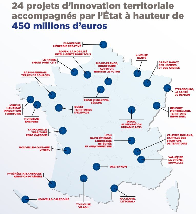 24 projets d'innovation territoriale accompagnés par l'Etat à hauteur de 450 millions d'euros